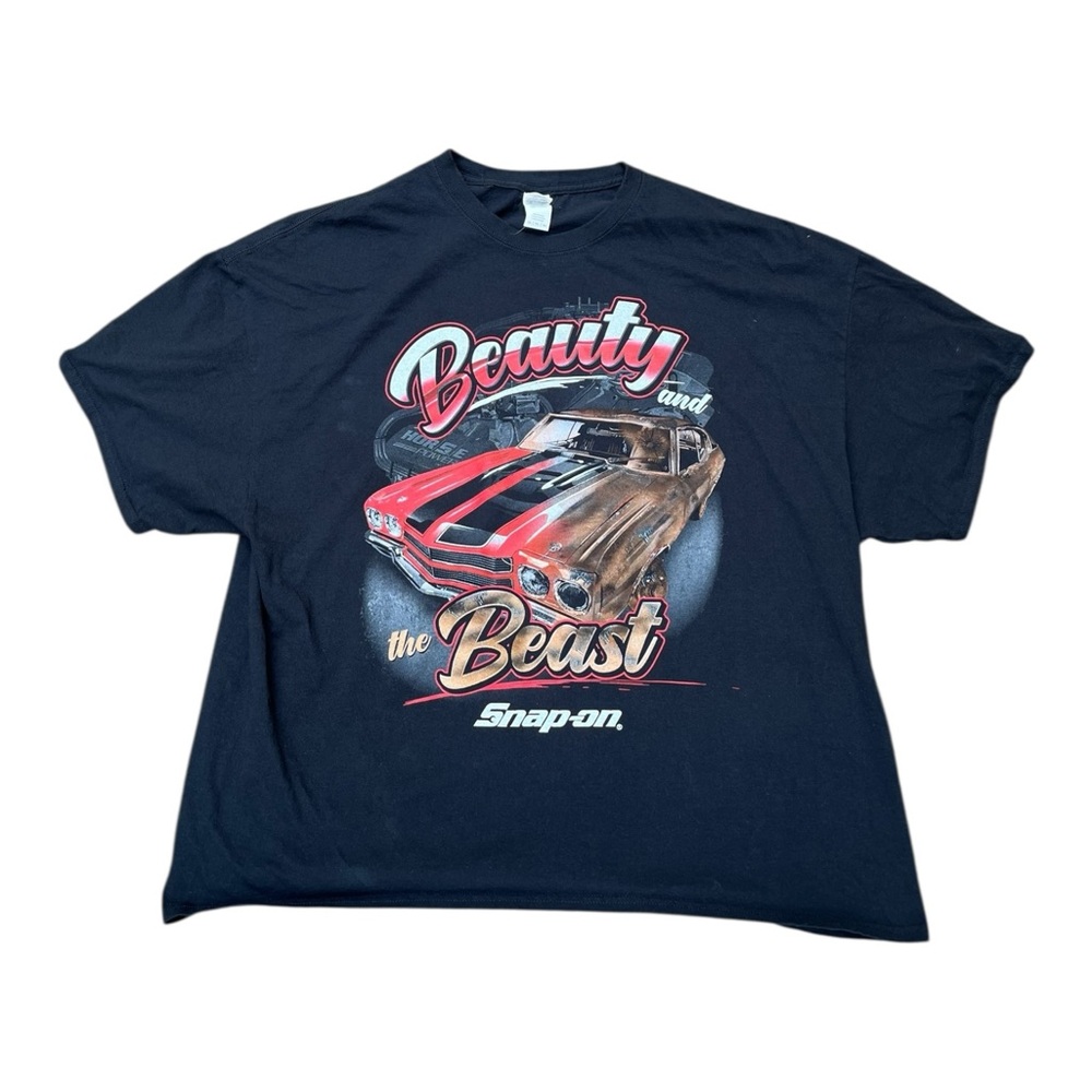 Vintage Men’s 3XL Snap-On Tools Black and Orange Graphic Tee